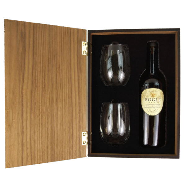 Walnut Hinge Wine Glass Gift Set