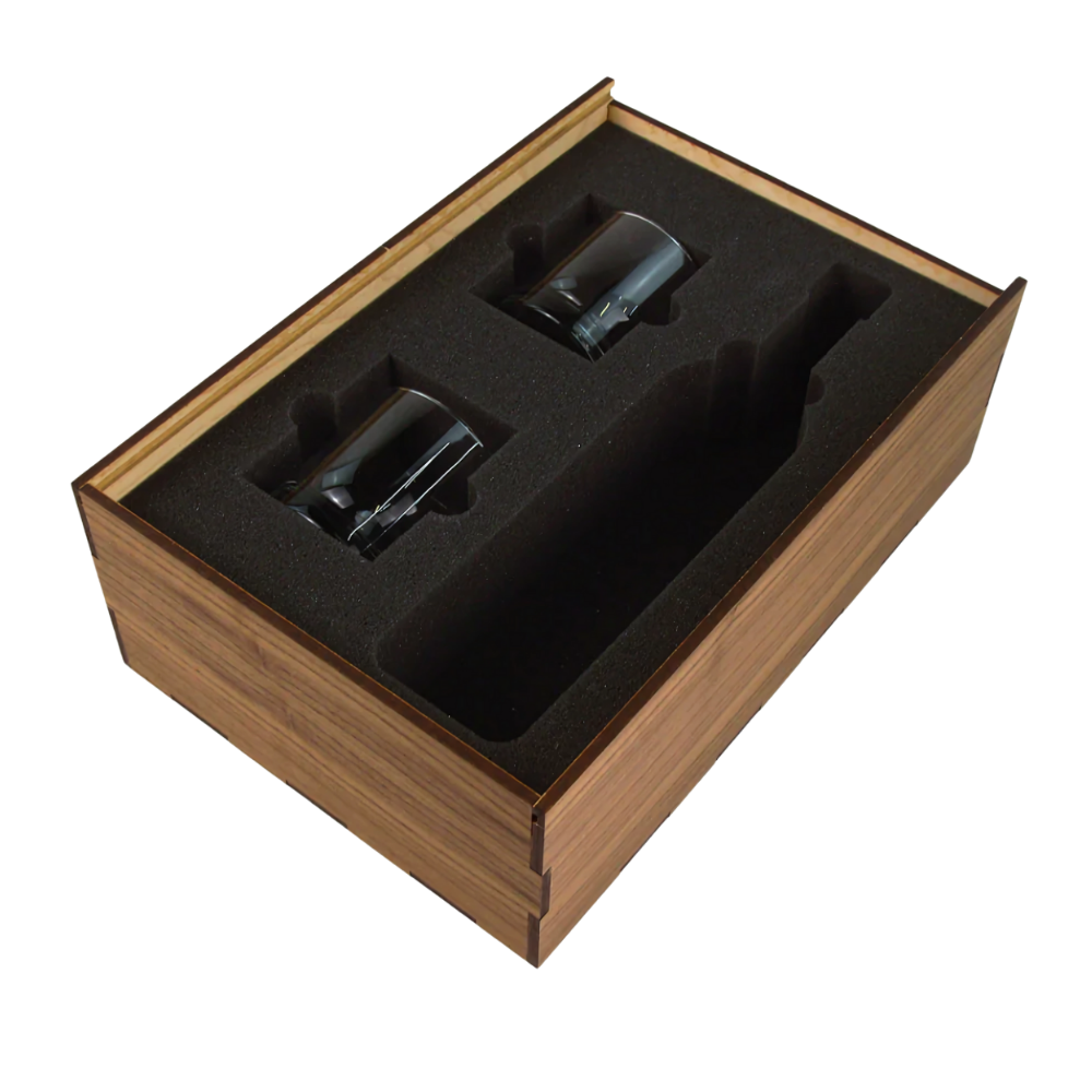 WNG-3148-Walnut-Liquor-Gift-Set-2 Walnut Slide Top Liquor Gift Set