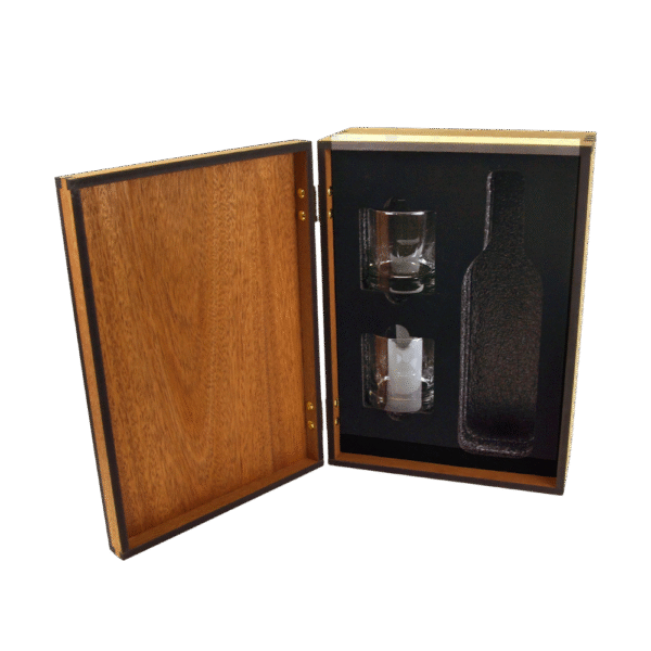 Mahogany Liquor and Rocks Glass Gift Set