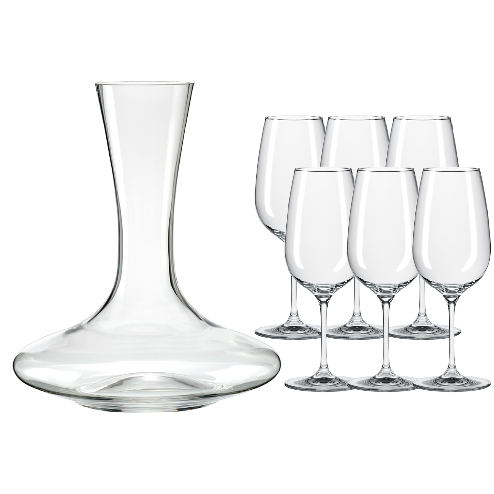 WNG-3167-Crystal-Mendoza-Stemmed-Wine-Set-3 Crystal Mendoza Wine Bottle and Stemmed Glass Set