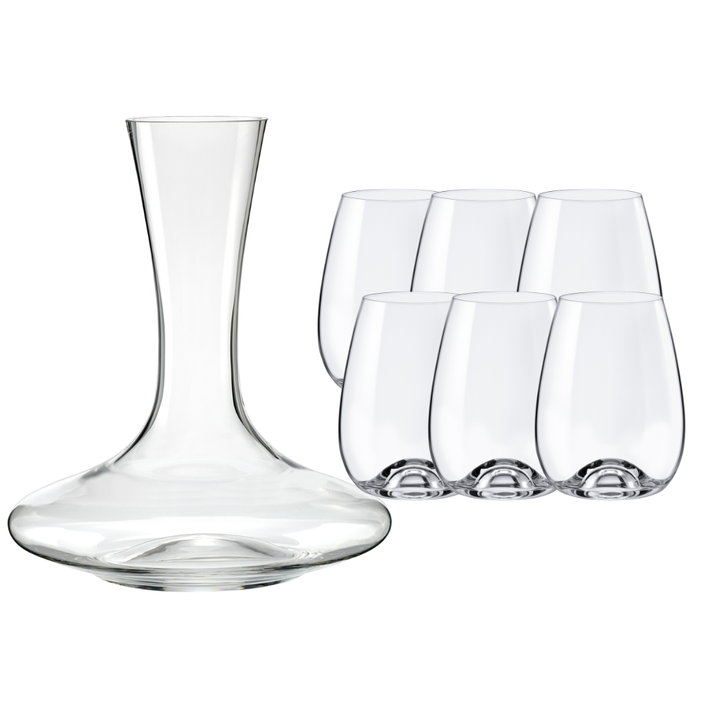 Crystal Mendoza Wine Bottle and Stemless Glass Set