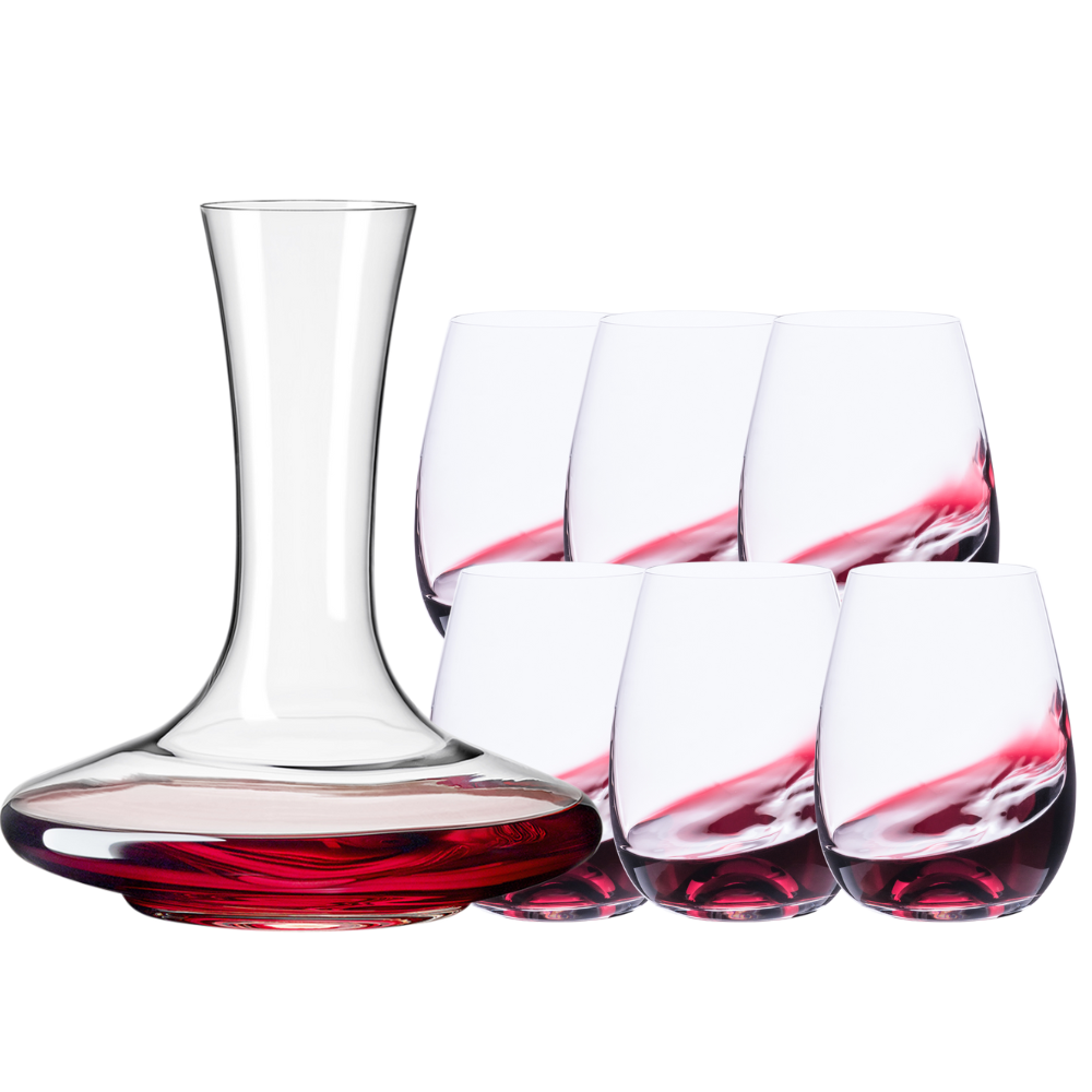 Crystal Mendoza Wine Bottle and Stemless Glass Set