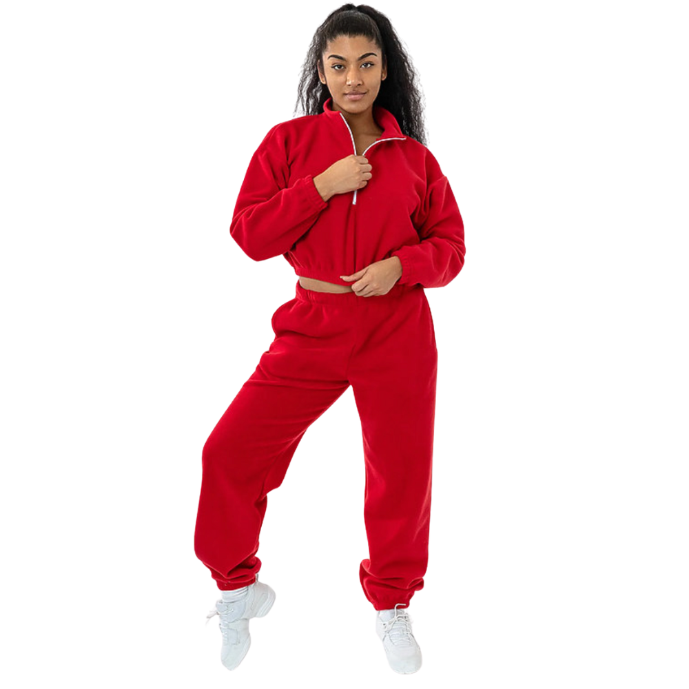 WNG-3187-Polar Fleece-Sweatpants-5-Red Polar Fleece Unisex Sweatpants