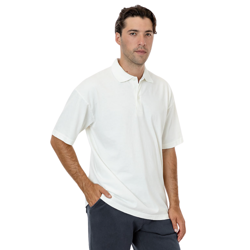 WNG-3203-Short-Sleeve-Polo-T-Shirt-3-Off White Short Sleeve Unisex Polo T-Shirt
