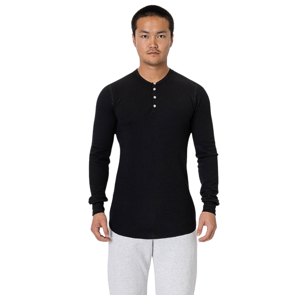 WNG-3222-Long-Sleeve-Baby-Thermal-Henley-4-Black Long Sleeve Baby Thermal Henley