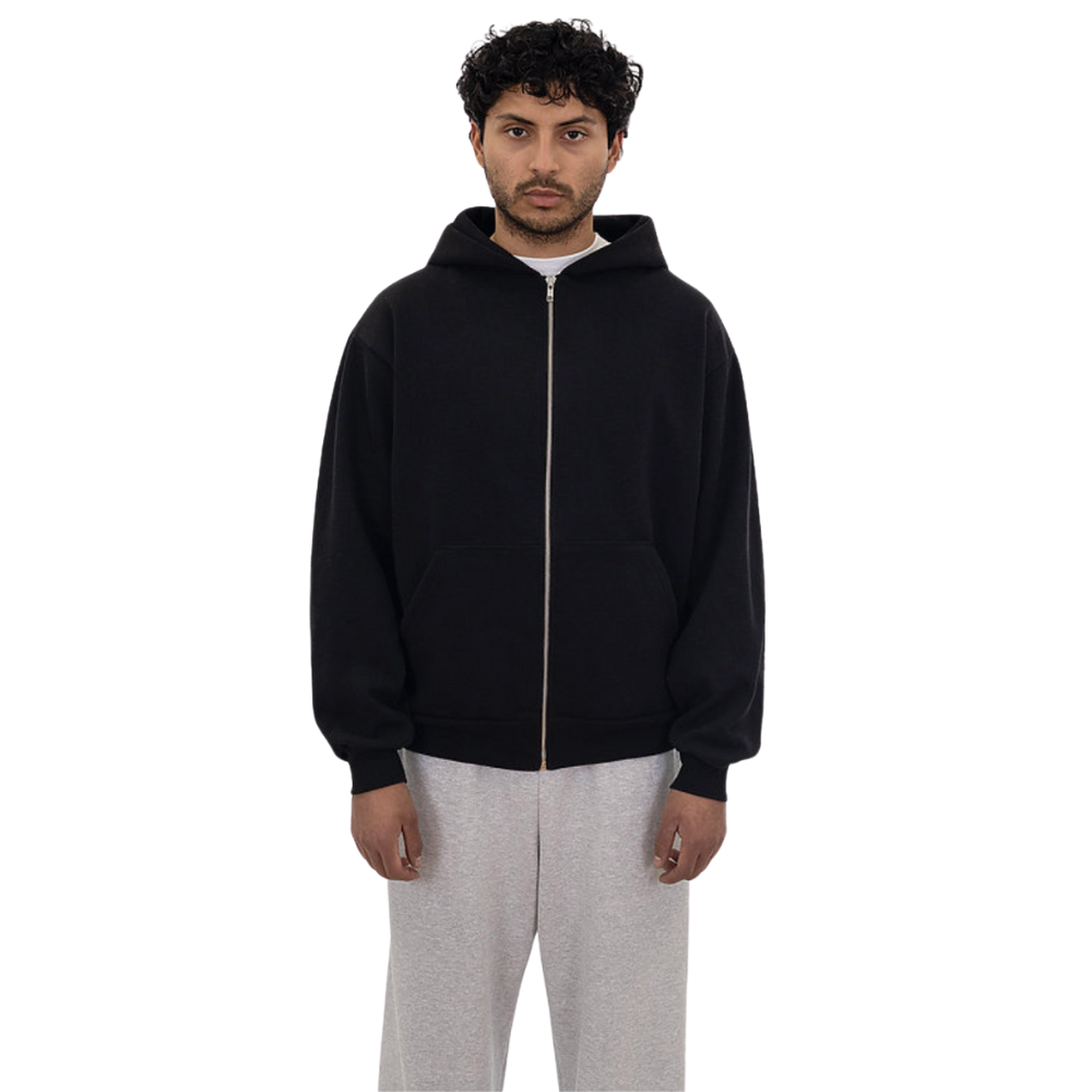 WNG-3255-Long-Sleeve-Heavy-Fleece-Zip-Up-3-Black Long Sleeves Heavy Fleece Zip Up
