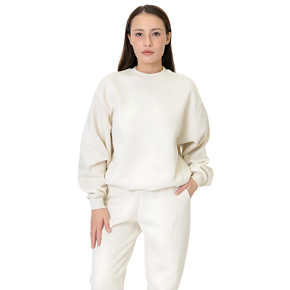 WNG-3259-Mid-Weight-Poly-Cotton-Fleece Wide Crew-2-Creme Mid-Weight Poly Cotton Fleece Wide Crew