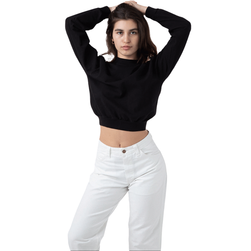WNG-3283-Long Sleeves-Crop-Mock-Neck-5-Black Long Sleeve Crop Mock Neck