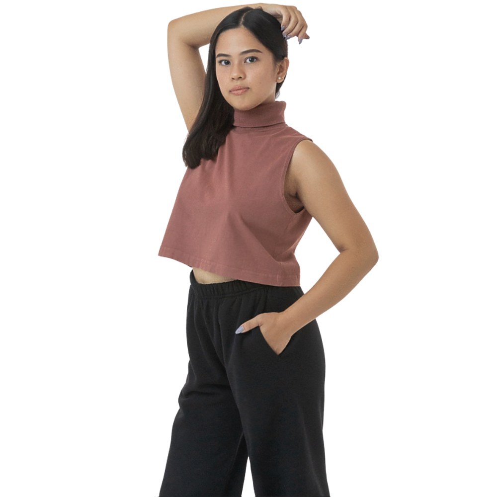 WNG-3288-GD-Sleeveless-Turtleneck-Crop Top-6-Old Rose GD Sleeveless Turtleneck Crop Top