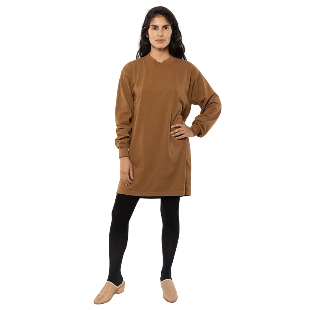 WNG-3292-Long-Sleeves-Mock-Neck-Dress-4-Brass Long Sleeve Mock Neck Dress