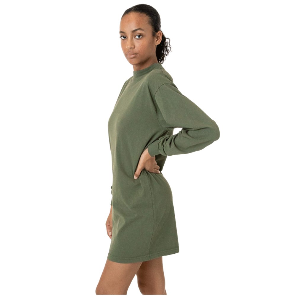 WNG-3292-Long-Sleeves-Mock-Neck-Dress-7-Army Long Sleeve Mock Neck Dress