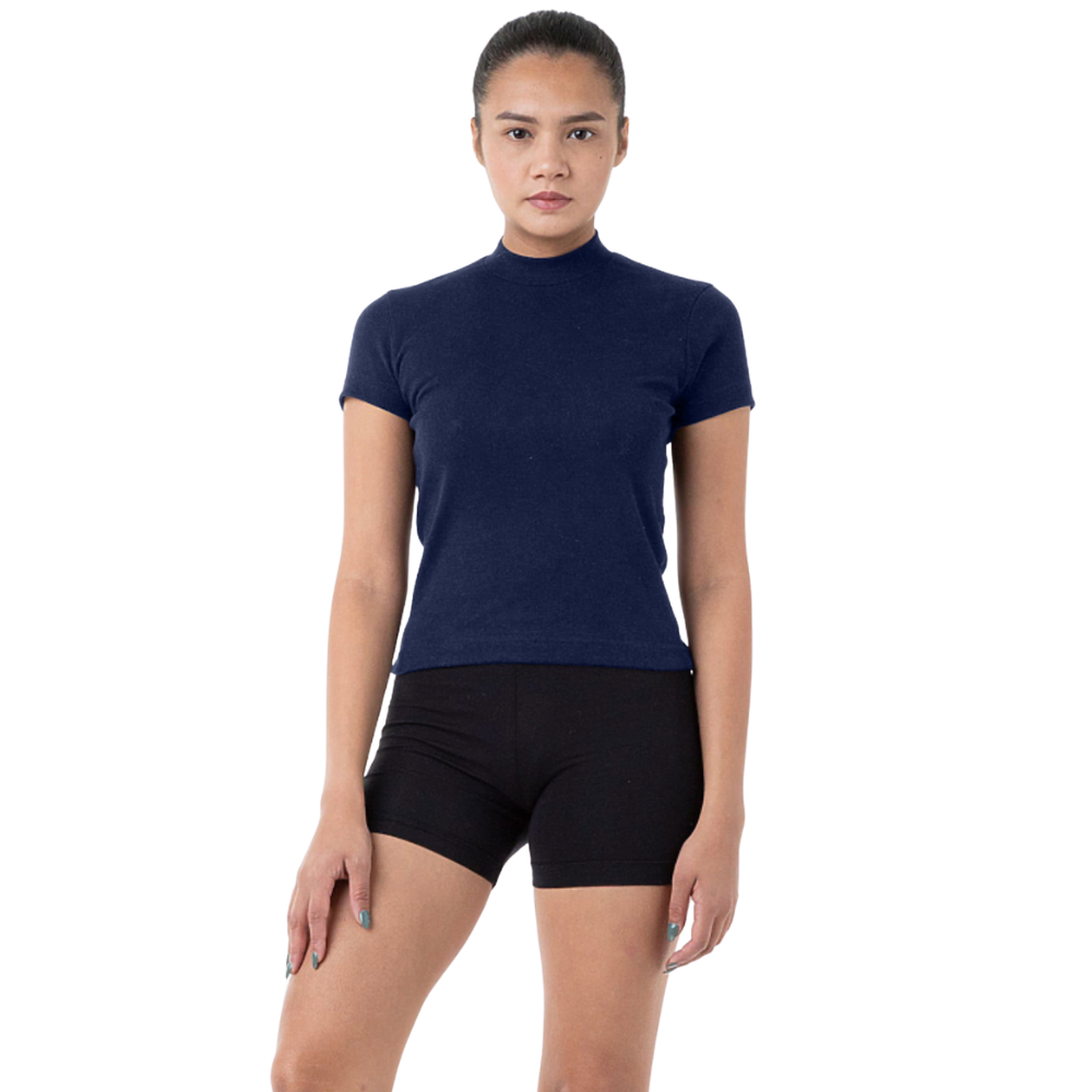 WNG-3300-Baby Rib-Mockneck-Tee-5-Navy Baby Rib Mockneck Tee