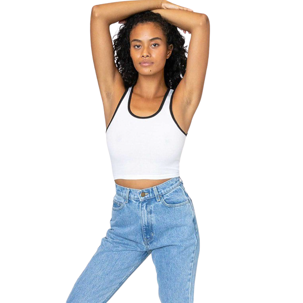 WNG-3303-Rib-Crop-Tank-3-WhiteBlack Rib Crop Tank