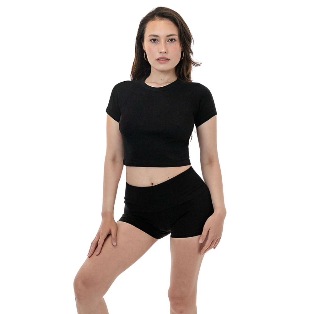 WNG-3314-Baby Rib-Short-Sleeve-Raglan-4-Black_Black Baby Rib Short Sleeve Raglan