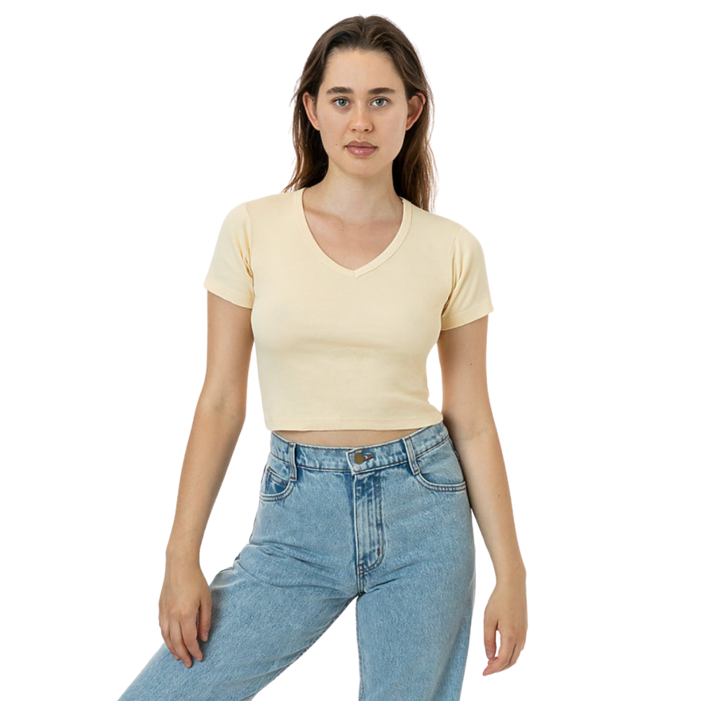 Baby Rib Short Sleeve V-Neck