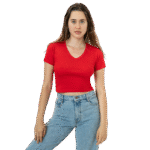 Baby Rib Short Sleeve V-Neck
