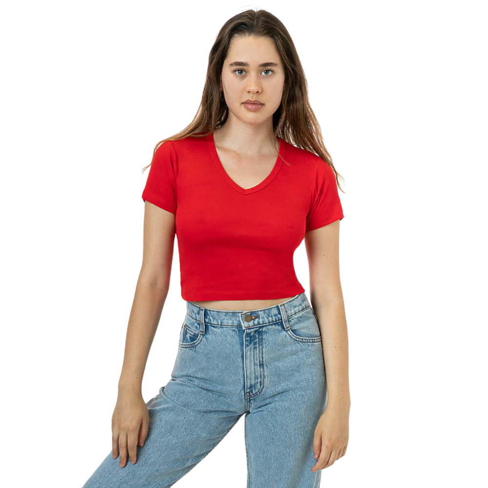 Baby Rib Short Sleeve V-Neck