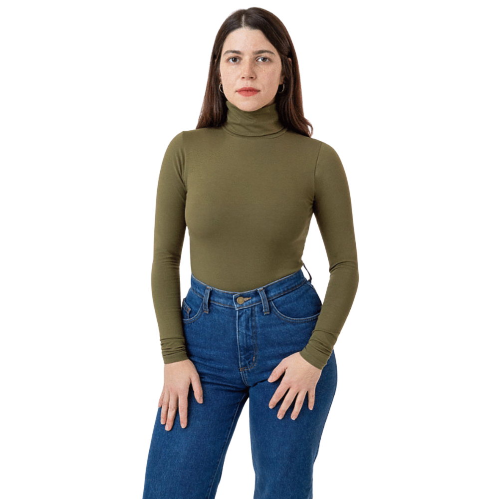 Extra Soft Slub Jersey Spandex Turtleneck Top