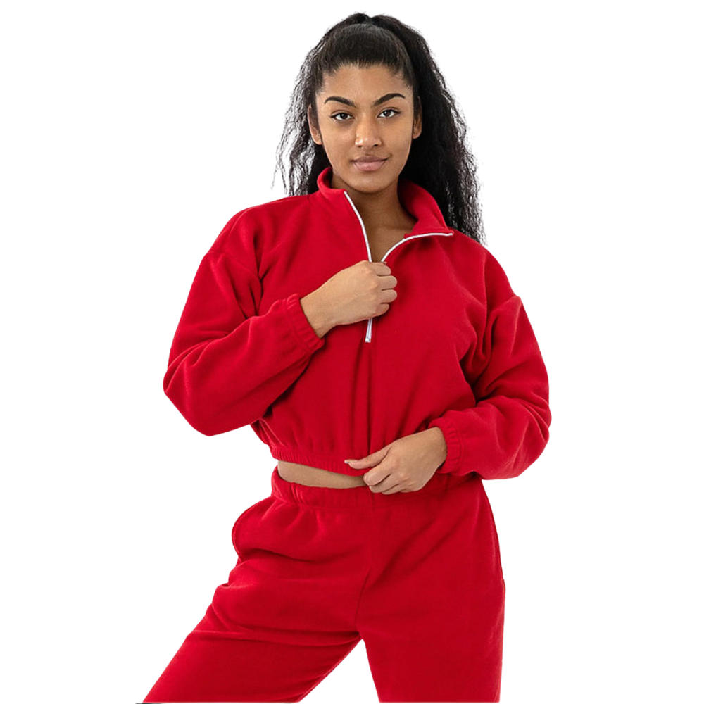 WNG-3354-Cropped-Polar-Fleece-Half-Zip-10-Red Cropped Polar Fleece Half Zip