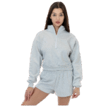 Heavy Fleece Cropped Half Zip Pullover