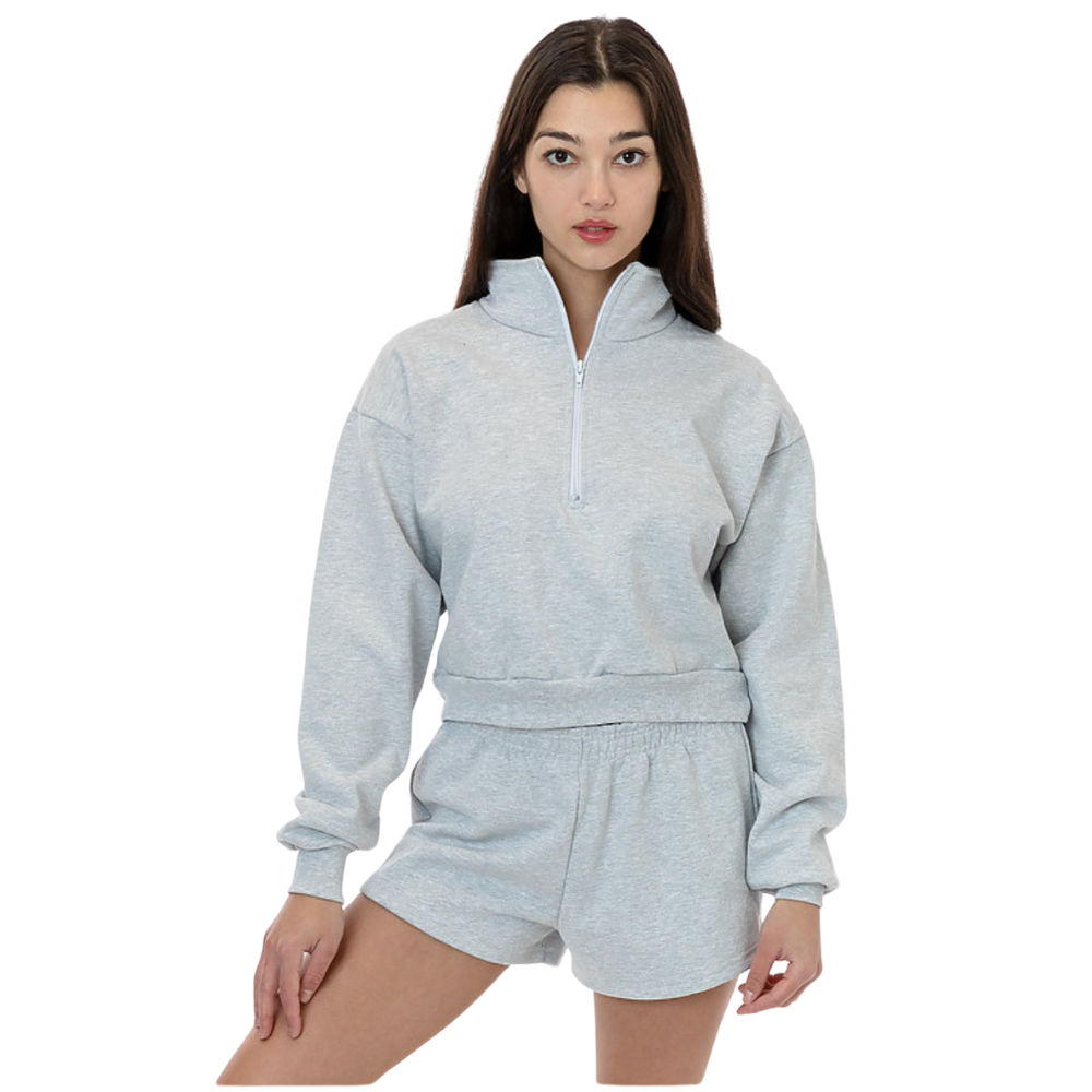 WNG-3361-Heavy-Fleece-Cropped-Half-Zip-Pullover-3-Ash Heavy Fleece Cropped Half Zip Pullover
