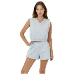 Heavy Fleece Cropped V-Neck Vest