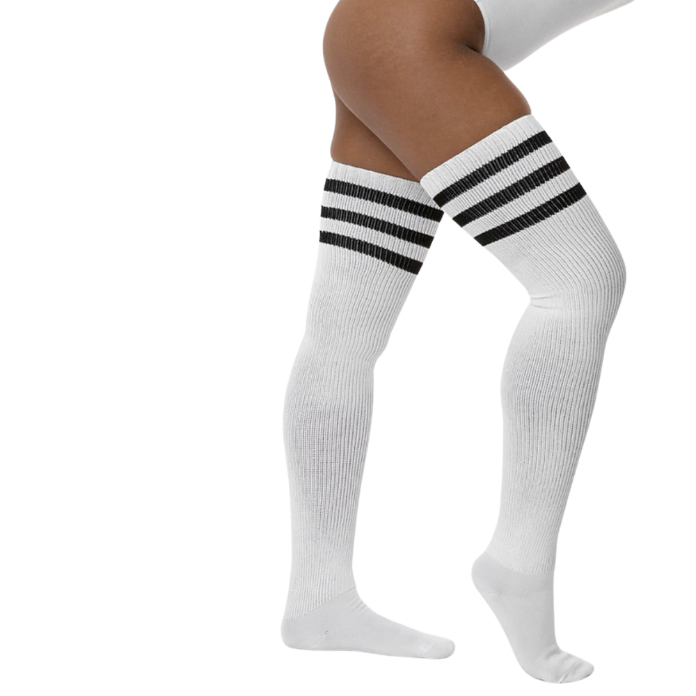 WNG-3371-Thigh -High-Socks-2-White_Black Thigh High Socks