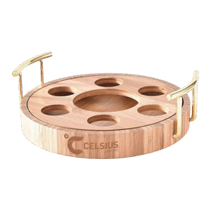 Round Wooden Shot Serving Tray
