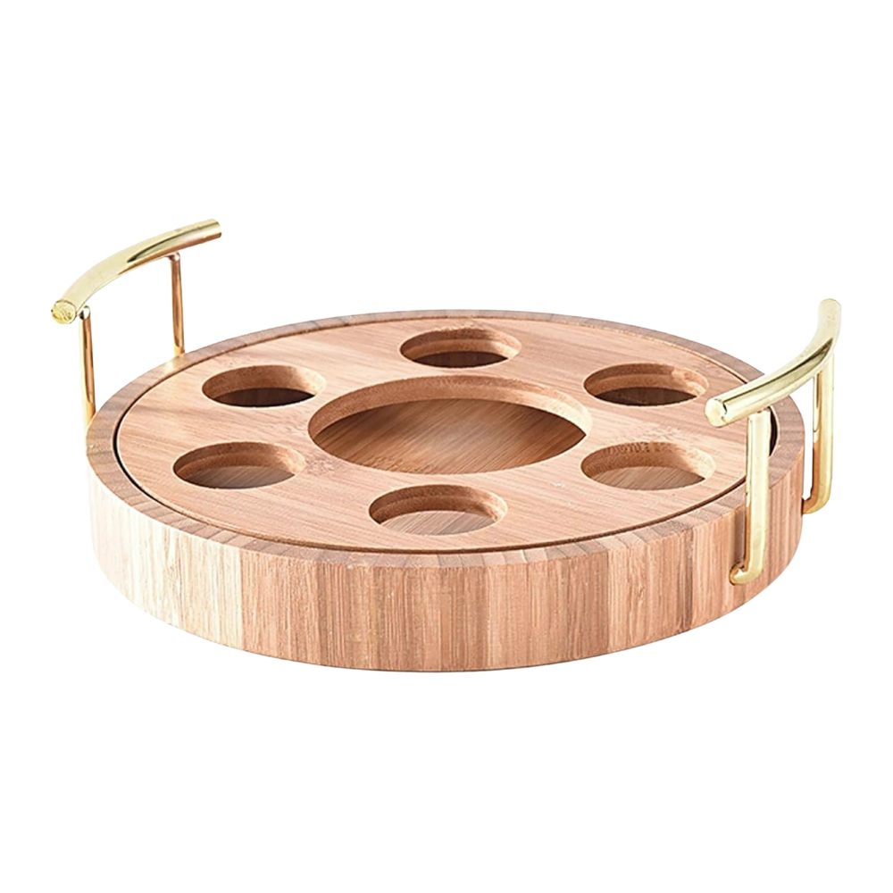 WNG-3403-Round-Wooden-Shot-Serving-Tray-3 Round Wooden Shot Serving Tray