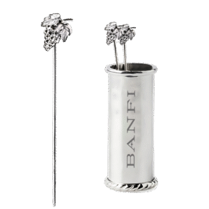 Set of 4 Stainless Steel Cocktail Picks + Holder Set