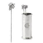 Set of 4 Stainless Steel Cocktail Picks + Holder Set