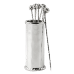 Set of 4 Stainless Steel Cocktail Picks + Holder Set