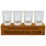 4 Shot Glass Set with Wooden Stand