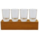4 Shot Glass Set with Wooden Stand