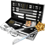 19-Piece Stainless Steel BBQ Grill Accessories Set with Aluminum Storage Case