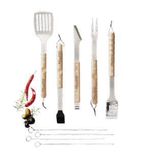 9-Piece Wood-Handled BBQ Tool Set