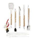 9-Piece Wood-Handled BBQ Tool Set