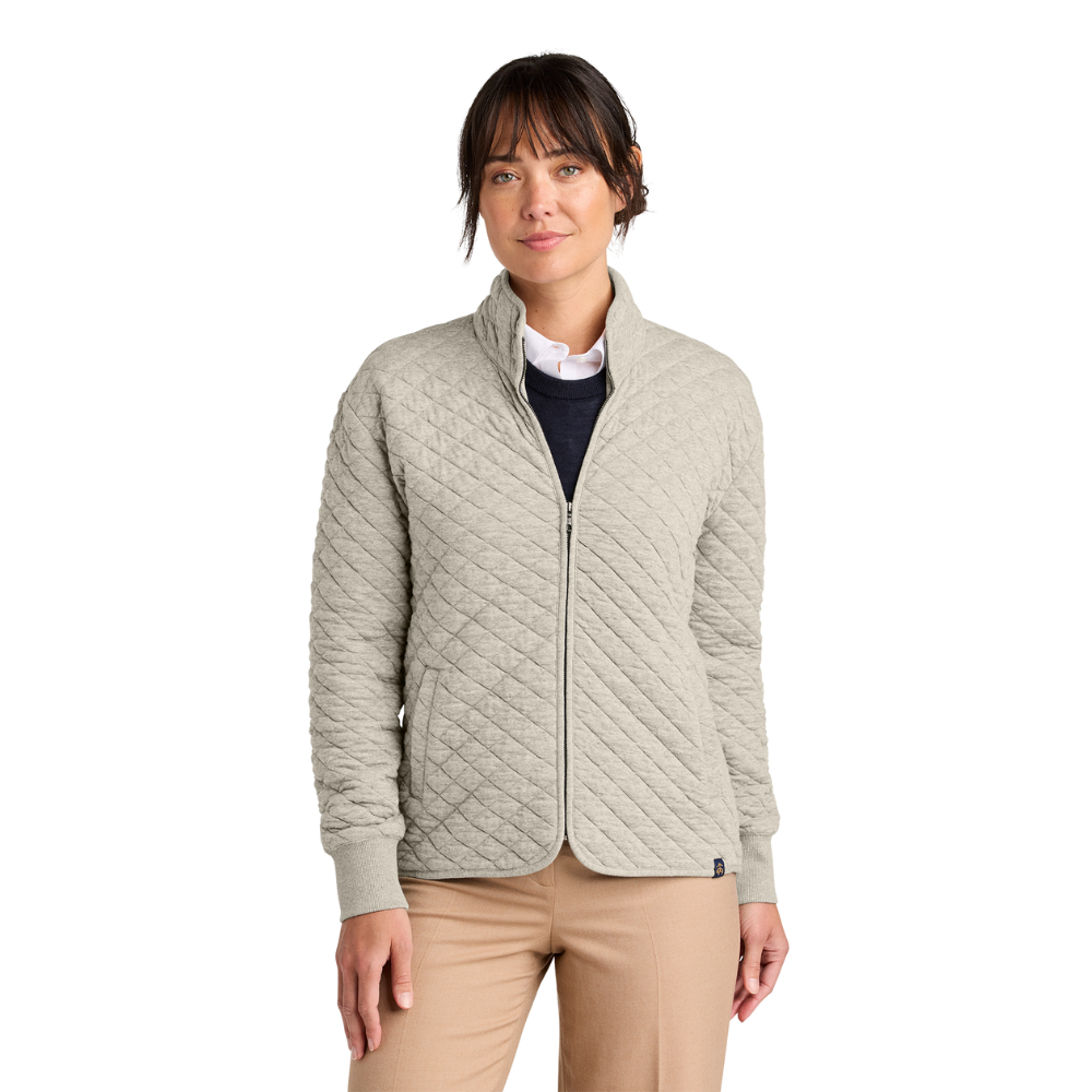 WNG-3566-Brooks-Brothers®-Women’s-Diamond-Full-Zip-2-OatmealHeather Brooks Brothers® Women’s Diamond Quilt Full-Zip