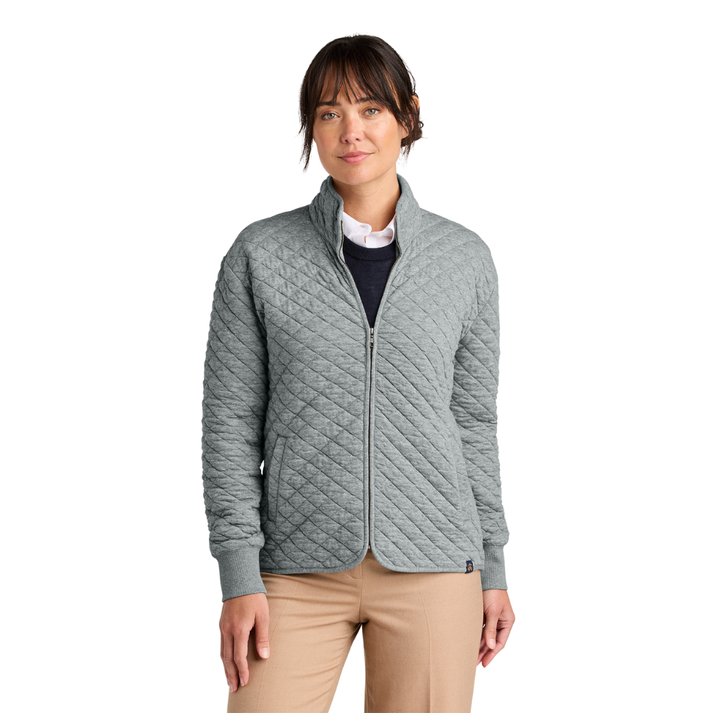 WNG-3566-Brooks-Brothers®-Women’s-Diamond-Full-Zip-3-LightShadeGrayHeather Brooks Brothers® Women’s Diamond Quilt Full-Zip