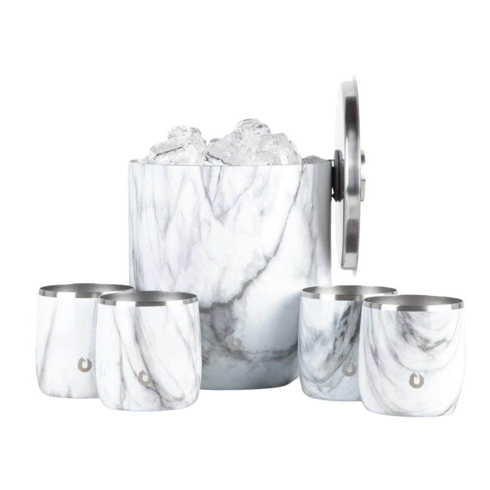 Snowfox Insulated Ice Bucket with Rocks Tumbler Set