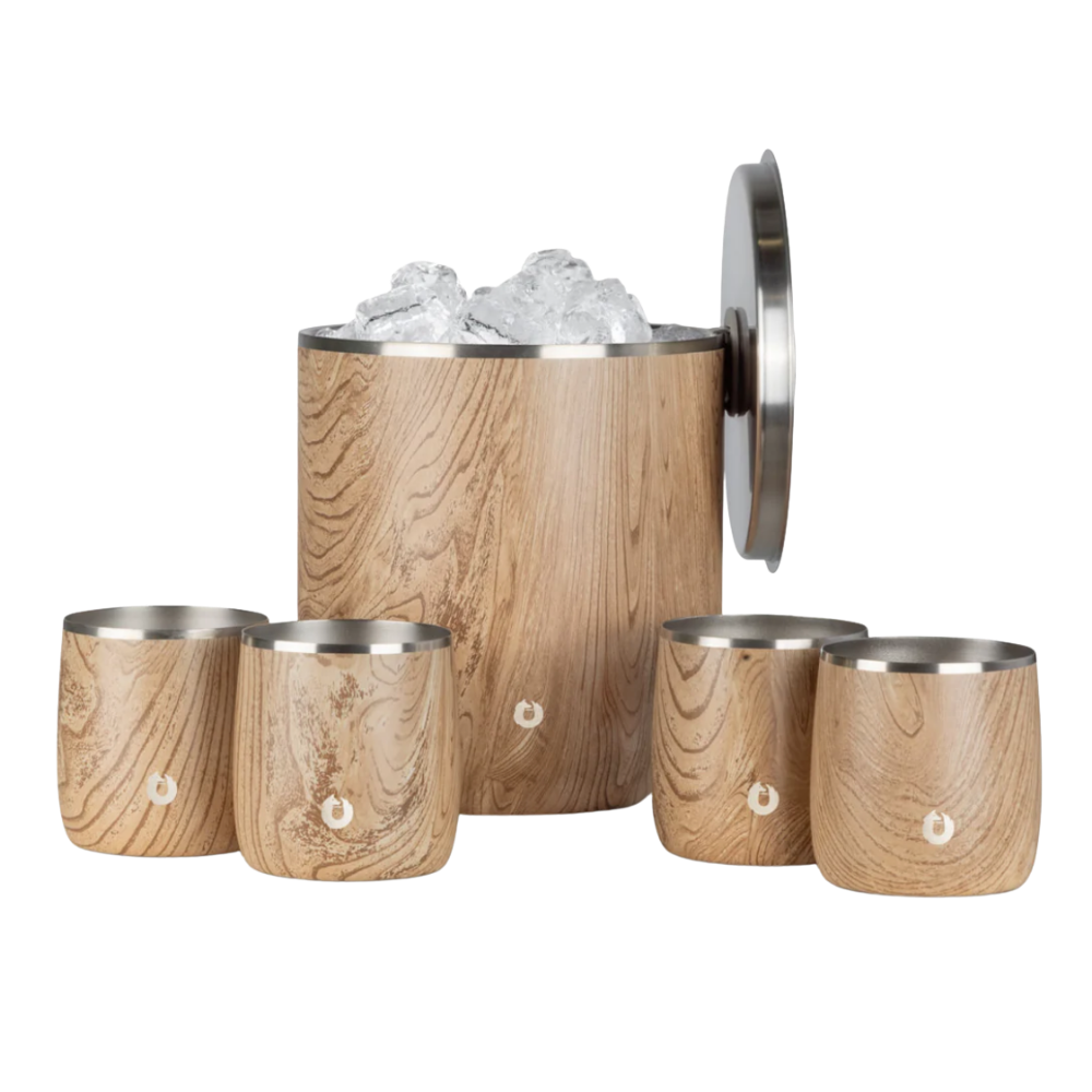 Snowfox Insulated Ice Bucket with Rocks Tumbler Set