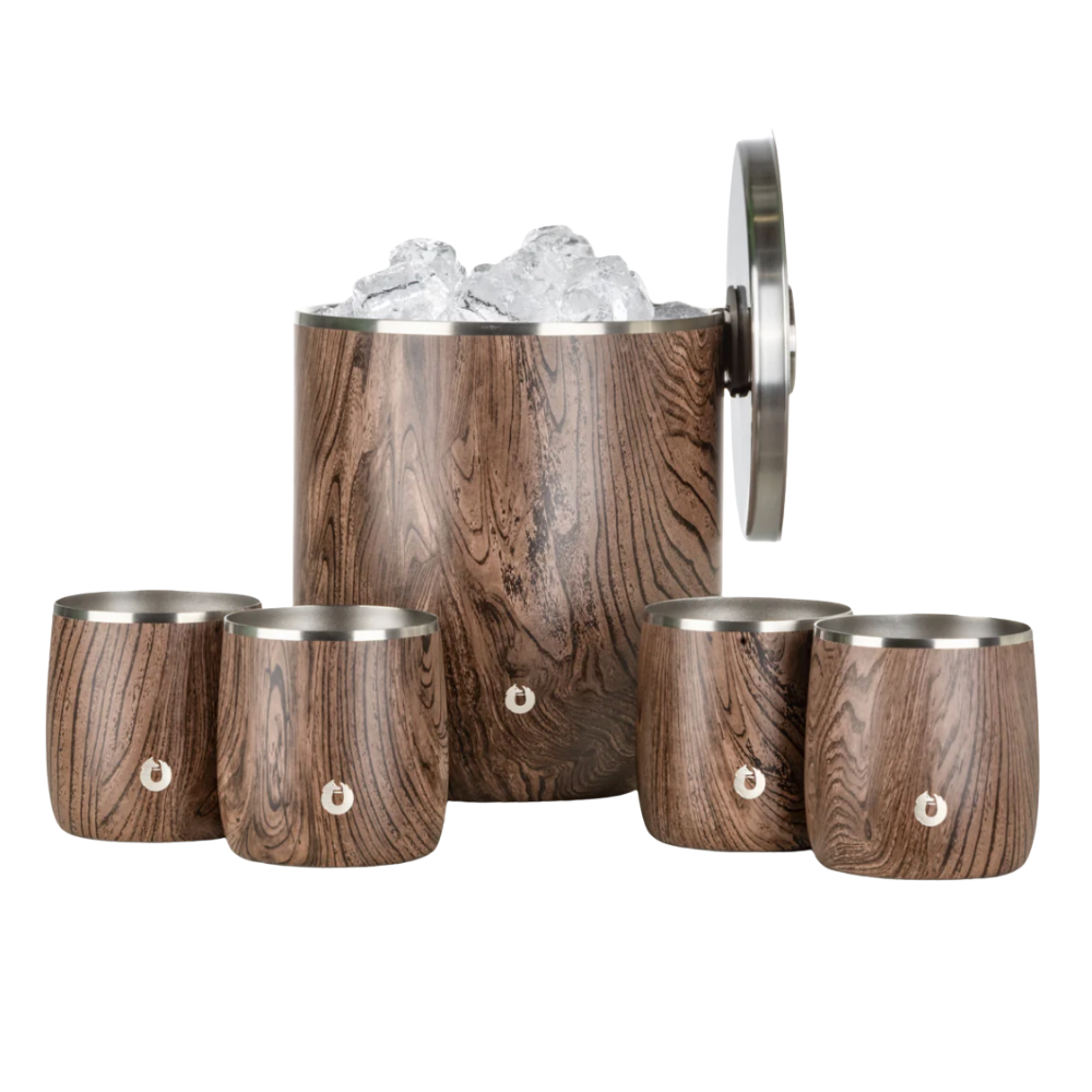 Snowfox Insulated Ice Bucket with Rocks Tumbler Set