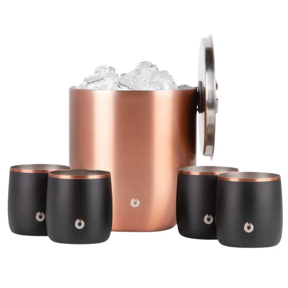 Snowfox Insulated Ice Bucket with Rocks Tumbler Set