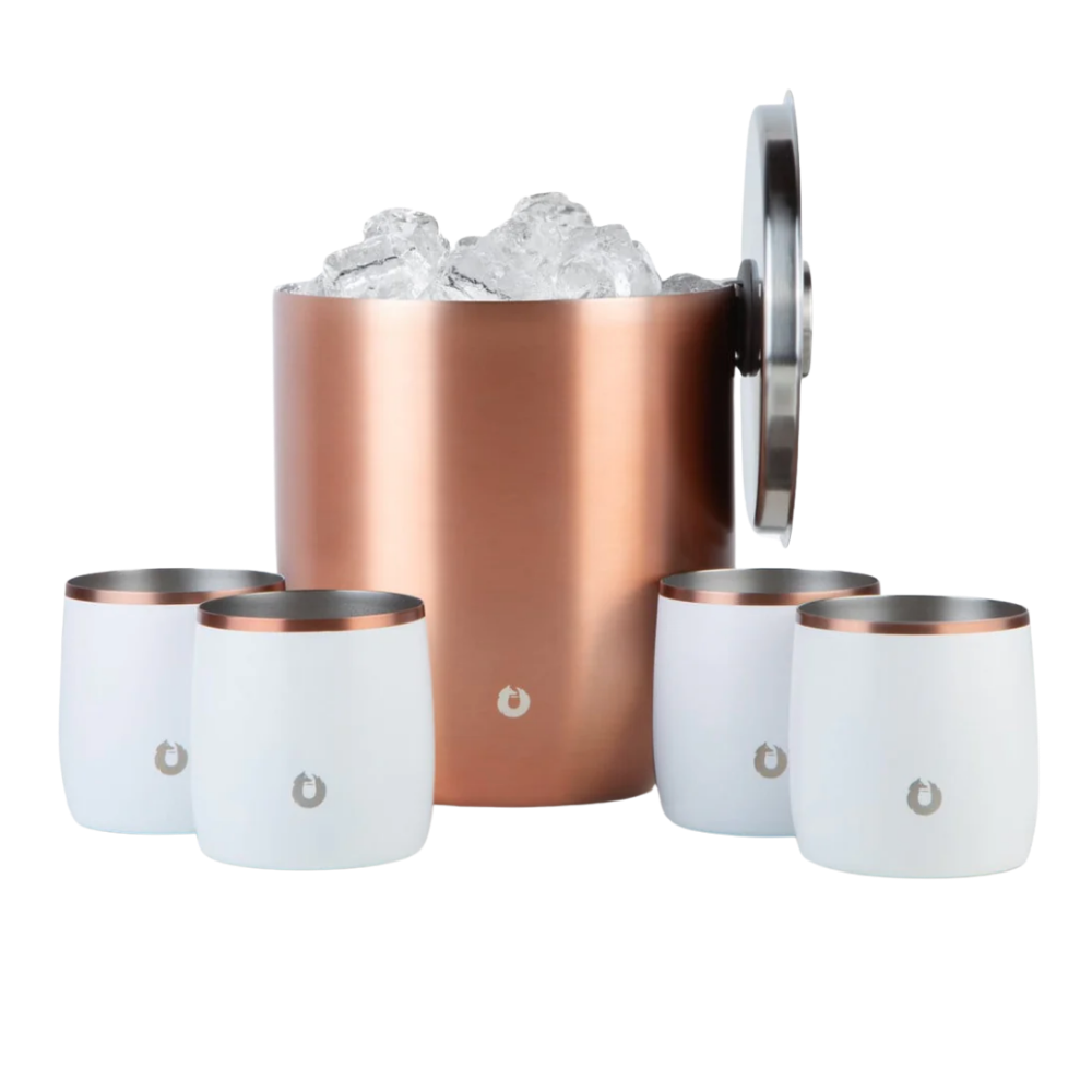 Snowfox Insulated Ice Bucket with Rocks Tumbler Set