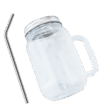 Acrylic Mason Jar Lid + Stainless Steel Straw