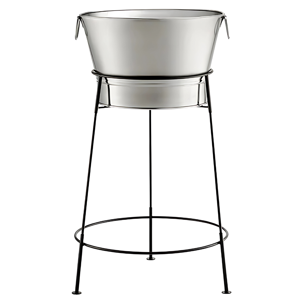 WNG-3836-Round-Steel-Tub-with-Stand-3 Round Stainless Steel Beverage Tub with Stand