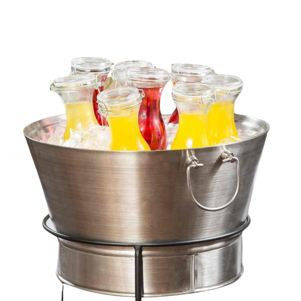 WNG-3836-Round-Steel-Tub-with-Stand-4 Round Stainless Steel Beverage Tub with Stand