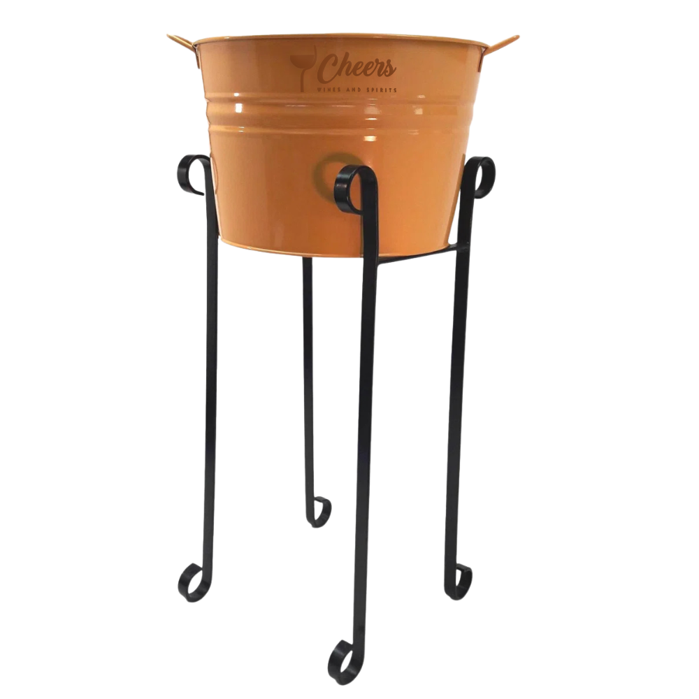 WNG-3838-Enameled-Galvanized-Tub-with-Iron-Stand-1-Saffron Enameled Galvanized Tub with Iron Stand