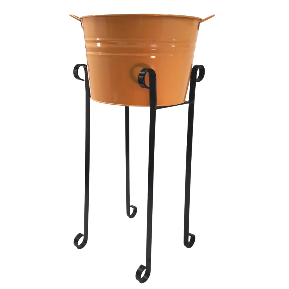 WNG-3838-Enameled-Galvanized-Tub-with-Iron-Stand-3-Saffron Enameled Galvanized Tub with Iron Stand