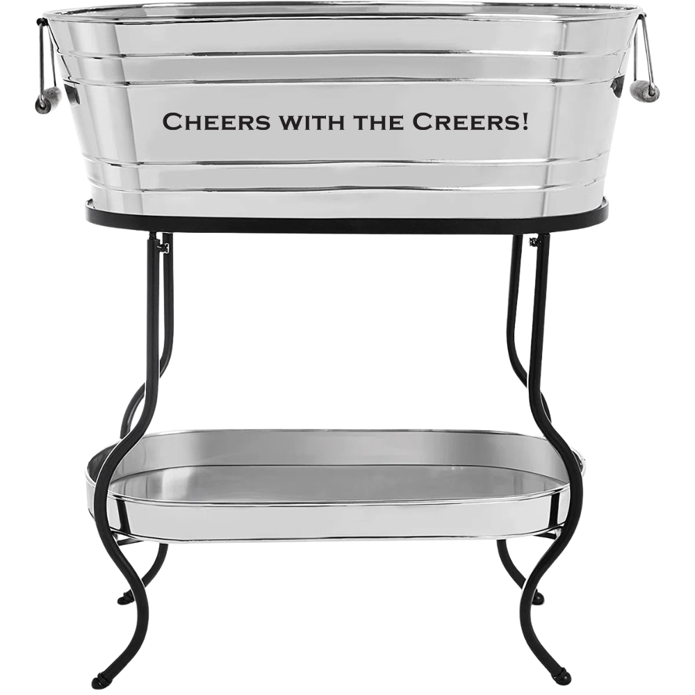 Galvanized Beverage Tub with Stand and Drip Pan Tray